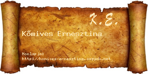 Kőmives Ernesztina névjegykártya